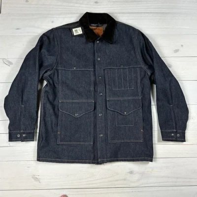 Pre-owned Filson Lined Denim Cruiser Men's Size Large Made In Usa Raw Indigo Dark Corduroy