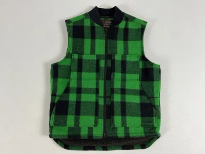 Pre-owned Filson Lined Mackinaw Wool Work Vest Acid Green/black Heritage M In Multicolor