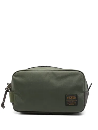 Filson Logo-patch Wash Bag In Green