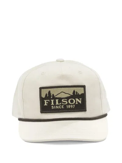 Filson Logo-patch Rope-detail Cap In Burgundy