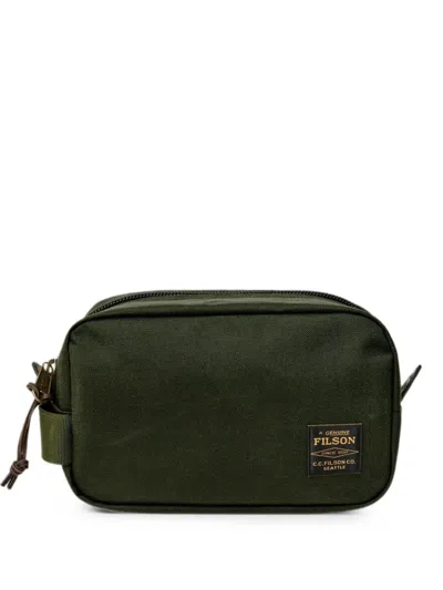Filson Logo-patch Zip-around Pouch In Green
