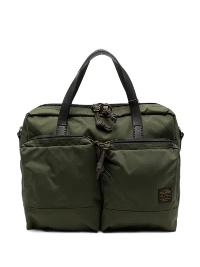 Filson Logo-patch Zip-fastening Briefcase In Green