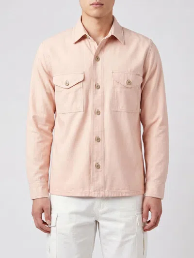 Filson Long-sleeved Casual Cotton Shirt With Flap Pockets In Pink