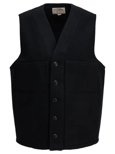 Filson Button-up Sleeveless Gilet In Blue
