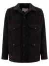 Filson Mackinaw Cruiser Field Jacket With Pointed Collar And Four Patch Pockets In Blue