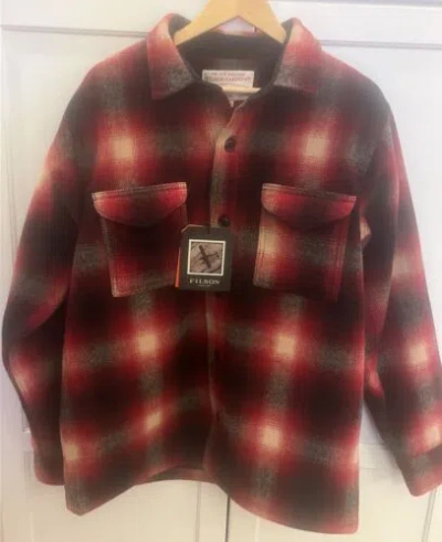 Pre-owned Filson Mackinaw Wool Jac Shirt | Size Xl | Red Black Ombre Plaid | Miusa | In Red/black