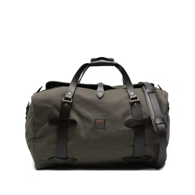 Filson Medium Leather-trim Duffle Bag In Green/white