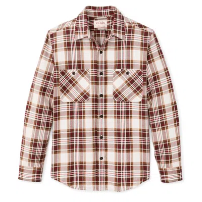 Filson Men's Rangeland Flannel Shirt In Red/brown/cream Plaid In Multi