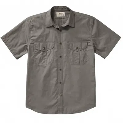 Filson Men's Short Sleeve Feather Cloth Shirt In Light Olive In Gray