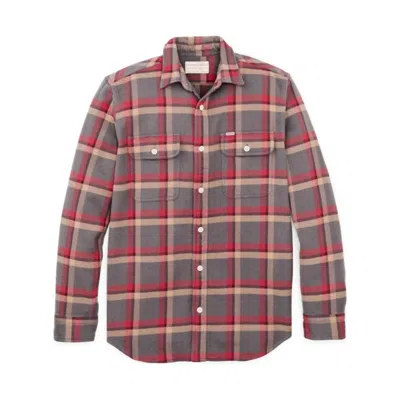 Filson Men's Vintage Flannel Work Shirt In Gray/red/multi Plaid