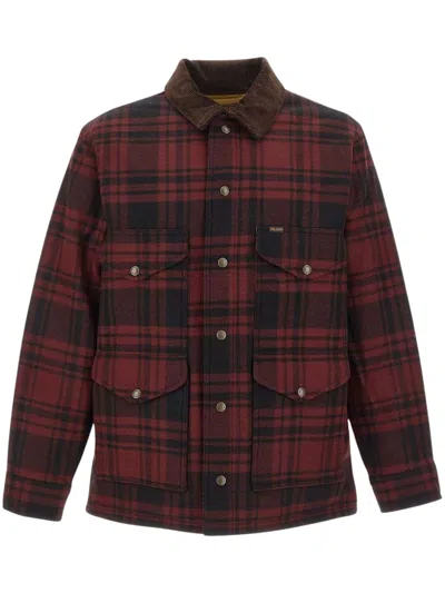 Filson Men's Wool Blend Coat With Corduroy Trim In Black