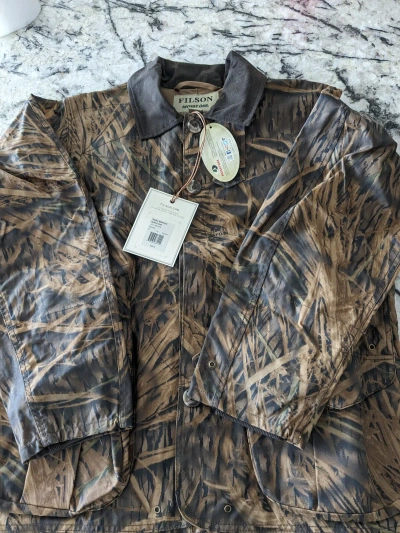 Pre-owned Filson Mens  X Mossy Oak Camo Shelter Cloth Waterfowl/upland Coat Size Medium In Multicolor