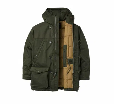 Pre-owned Filson Omak Down Jacket - 20204443 - Dark Timber Dark Olive Otter Cc Goose 650 In Green