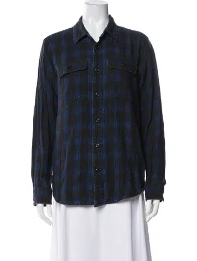 Pre-owned Filson Plaid Print Long Sleeve Button-up Top In Blue