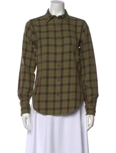 Pre-owned Filson Plaid Print Long Sleeve Button-up Top In Green