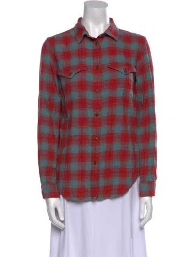 Pre-owned Filson Plaid Print Long Sleeve Button-up Top In Red