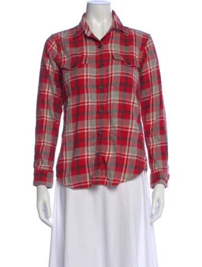 Pre-owned Filson Plaid Print Long Sleeve Button-up Top In Red