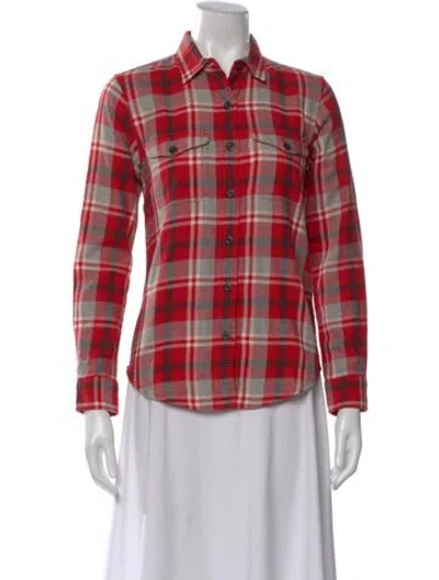 Pre-owned Filson Plaid Print Long Sleeve Button-up Top In Red