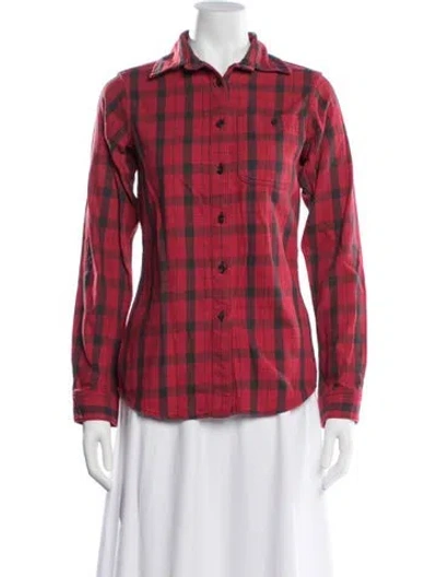 Pre-owned Filson Plaid Print Long Sleeve Button-up Top In Red