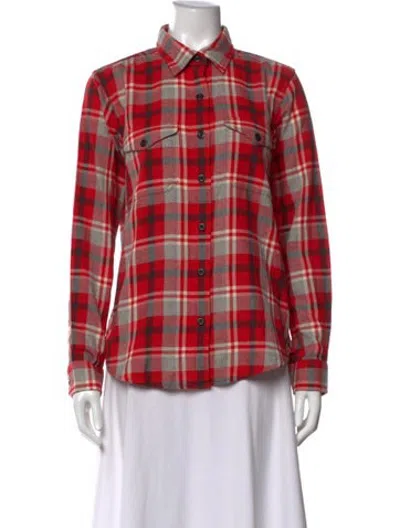 Pre-owned Filson Plaid Print Long Sleeve Button-up Top In Red