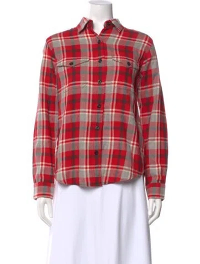 Pre-owned Filson Plaid Print Long Sleeve Button-up Top W/ Tags In Red