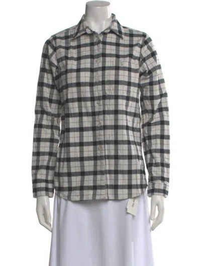 Pre-owned Filson Plaid Print Long Sleeve Button-up Top In White