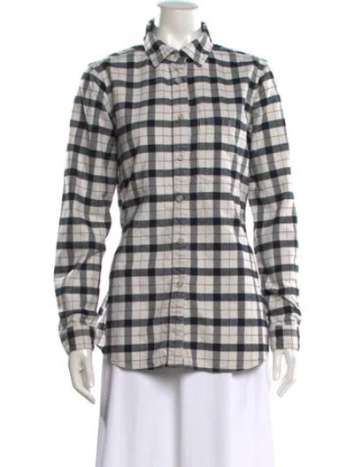 Pre-owned Filson Plaid Print Long Sleeve Button-up Top In White