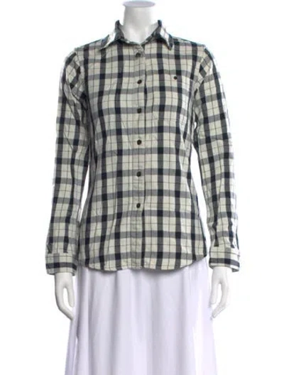 Pre-owned Filson Plaid Print Long Sleeve Button-up Top In White