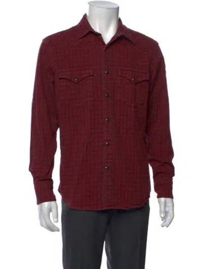 Pre-owned Filson Plaid Print Long Sleeve Western Shirt In Red