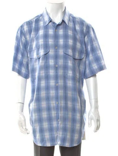 Pre-owned Filson Plaid Print Short Sleeve Western Shirt In Blue