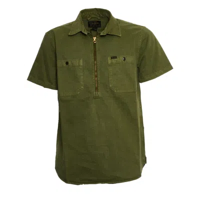 Filson Relaxed-fit Moss Green Mechanic Shirt With Half-zip
