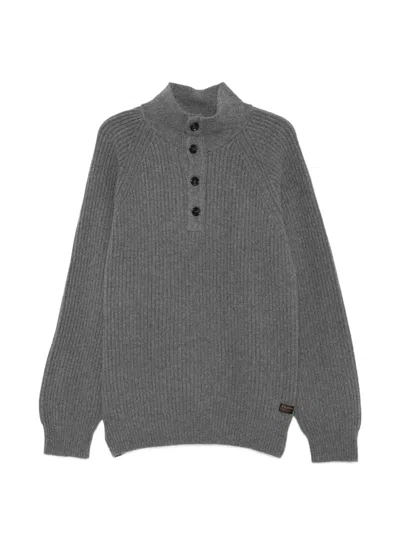 Filson Ribbed-knit Button-up Sweater In Gray