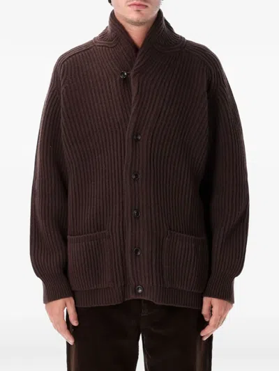 Filson Ribbed-knit Shawl-collar Cardigan In Brown
