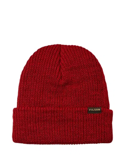 Filson Ribbed-knit Wool Beanie Hat In Red