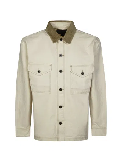 Filson Rustic Corduroy Collar Pocket Shirt Jacket In White
