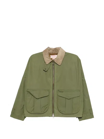 Filson Shelter Corduroy-collar Zip-up Jacket In Green