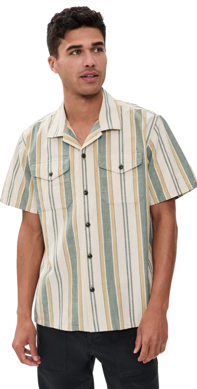 Filson Short Sleeve Chambray Camp Shirt Natural/khaki In Multi