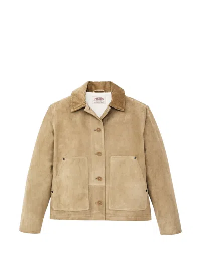 Filson Short Suede Barn Jacket In Brown
