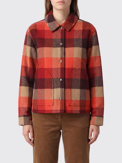 Filson Single-breasted Check Wool Short Coat With Classic Collar In Multi