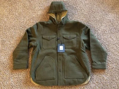 Pre-owned Filson Snohomish Reversible Hooded Jacket L $425 Olive Green & Khaki Tan