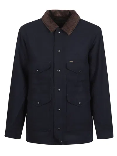 Filson Structured Black Jacket With Flap Pockets And Contrasting Collar