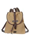 Filson Structured Tan Cotton Drawstring Backpack With Leather Accents In Brown