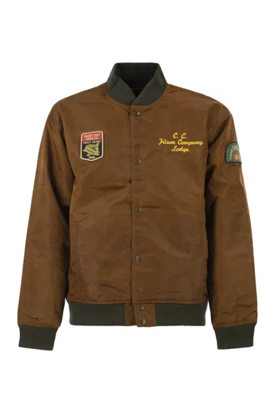 Filson Technical Nylon Bomber Jacket With Heritage Embroidery In Brown