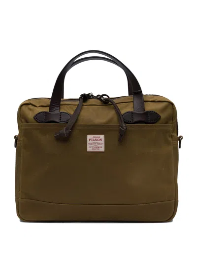 Filson Tin Cloth Compact Briefcase Crossbody Bags Brown