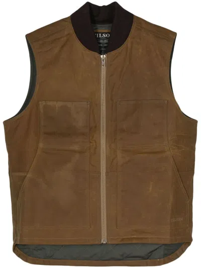Filson Logo-embroidered Cotton Gilet In Neutrals