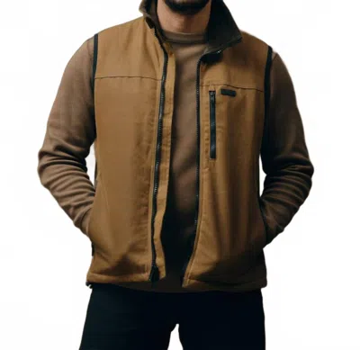 Filson Tin Cloth Primaloft Vest In Dark Tan In Brown