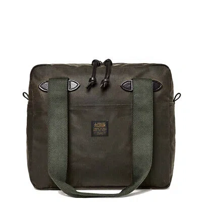Pre-owned Filson Tin Cloth Tote Bag With Zipper In Otter Green