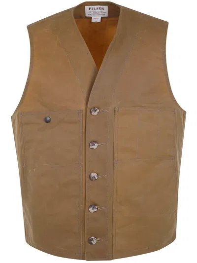 Filson Single-breasted Casual Vest In Brown