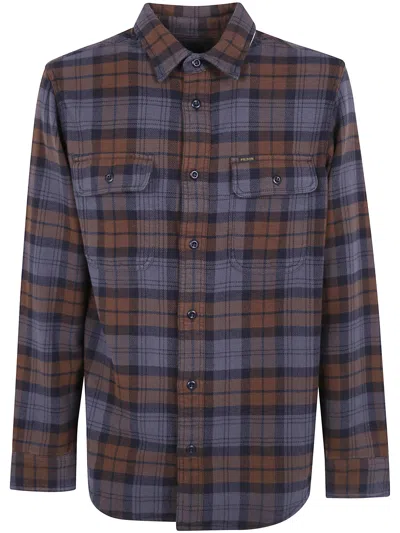 Filson Tartan Cotton Shirt With Flap Pockets In Blue