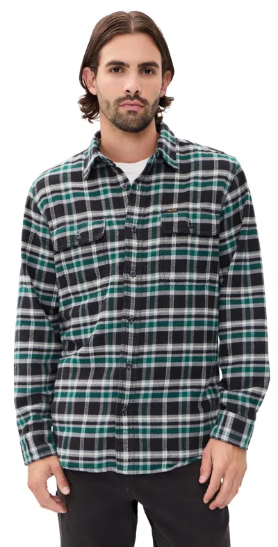 Filson Vintage Flannel Work Shirt Black/green Plaid In Multi